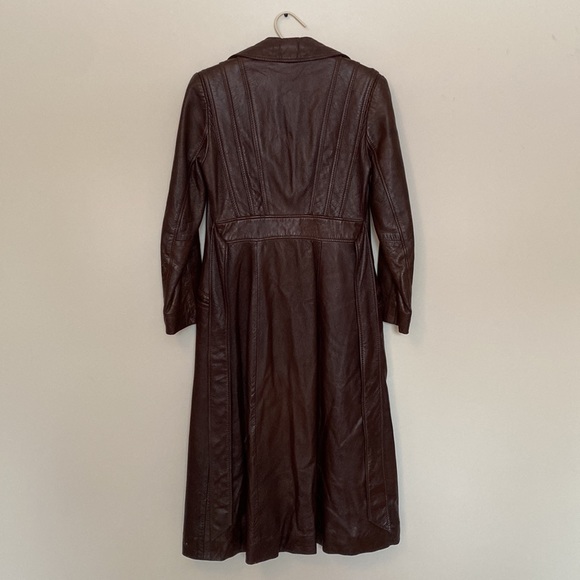 Vintage Neto Full Length Brown Leather Coat - Picture 4 of 7